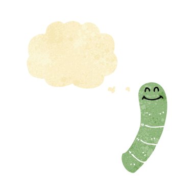 Düşünce baloncuklu çizgi film solucanı