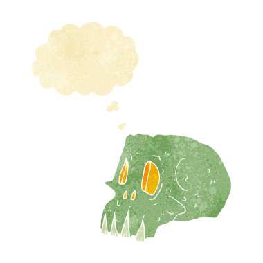 Düşünce baloncuklu ürkütücü kafatası