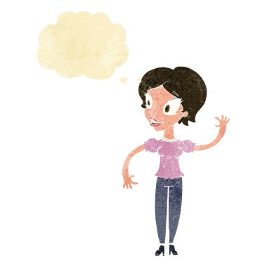düşünce balonu ile sallayarak çizgi film kadın