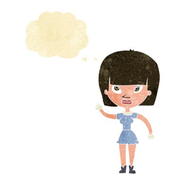 düşünce balonu ile sallayarak çizgi film kadın