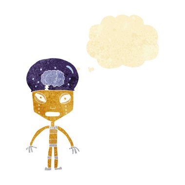 çizgi film garip robot düşünce balonu ile