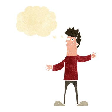 çizgi film mutlu adam düşünce baloncuğu ile