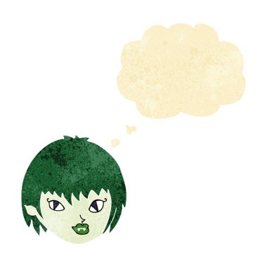 Düşünce baloncuklu vampir kız suratı