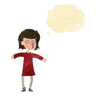 çizgi film sinir kadın düşünce balonu ile