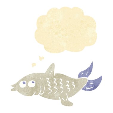 Düşünce baloncuklu çizgi film balığı