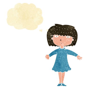 Karikatür, düşünce balonlu kadını şaşırttı.