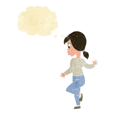 düşünce balonu ile sallayarak çizgi film kadın