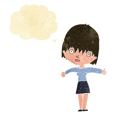 düşünce balonu ile karikatür meraklı kadın