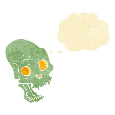 Düşünce baloncuklu korkunç vampir kafatası