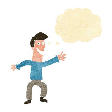 karikatür mutlu adam düşünce balonu ile dans