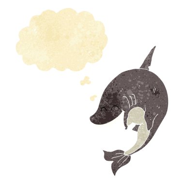 Düşünce baloncuklu çizgi film köpekbalığı