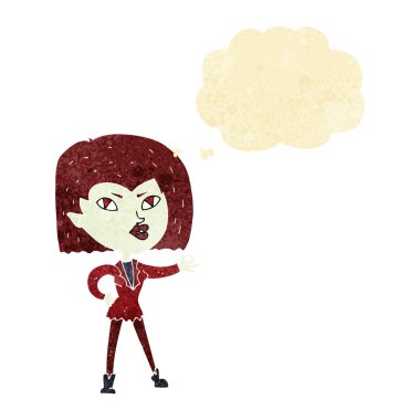 Düşünce baloncuğu olan vampir kız.