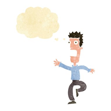 Düşünce baloncuğu olan çığlık atan adam çizgi filmi.