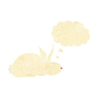 Düşünce baloncuklu çizgi film tavşanı