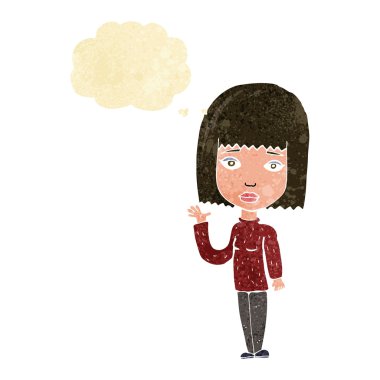 düşünce balonu ile sallayarak çizgi film kadın