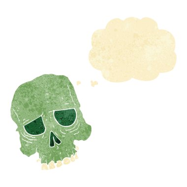 Düşünce baloncuklu ürkütücü kafatası