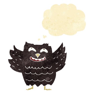 Düşünce baloncuklu mutlu baykuş çizgi filmi