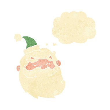 Düşünce baloncuğu ile çizilmiş Noel Baba yüzü