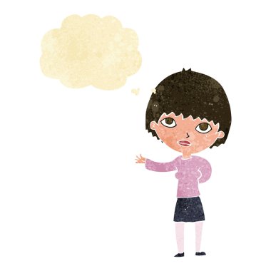 çizgi film kadın düşünce balonu ile açıklayan