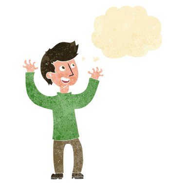 çizgi film mutlu adam düşünce baloncuğu ile