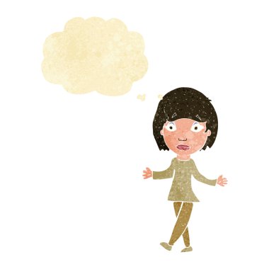 Karikatür, düşünce balonlu kadını şaşırttı.