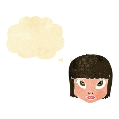 çizgi film kadın yüzü ile düşünce balonu