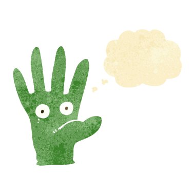 çizgi film gözleri düşünce balonu ile eliyle