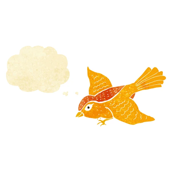 Κινούμενα σχέδια που φέρουν πουλί με φούσκα σκέψης — Διανυσματικό Αρχείο