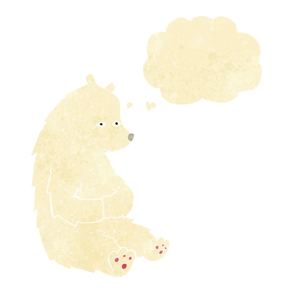 Cute cartoon polar bear with thought bubble — Stock Vector