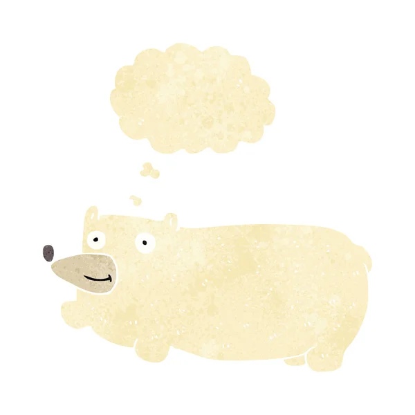 Grappige cartoon beer met gedachte zeepbel — Stockvector
