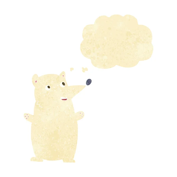 Divertido oso polar de dibujos animados con burbuja de pensamiento — Archivo Imágenes Vectoriales