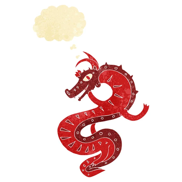 Saxon dragon cartoon with thought bubble — Stock Vector