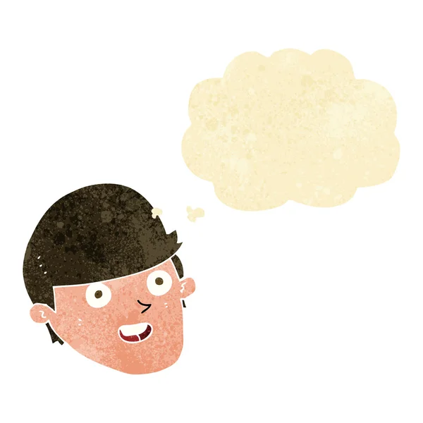 Cartoon man with big chin with thought bubble — Stock Vector