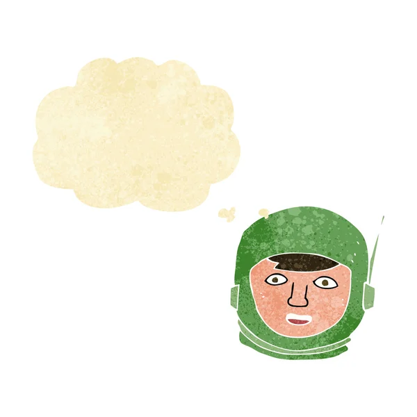 Testa astronauta cartone animato con bolla di pensiero — Vettoriale Stock