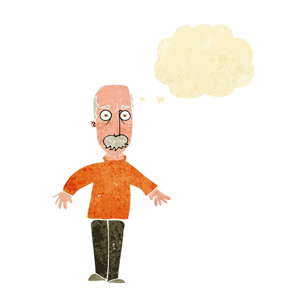 Kreslený naštvaný starý muž s myšlenkou bublina — Stockový vektor