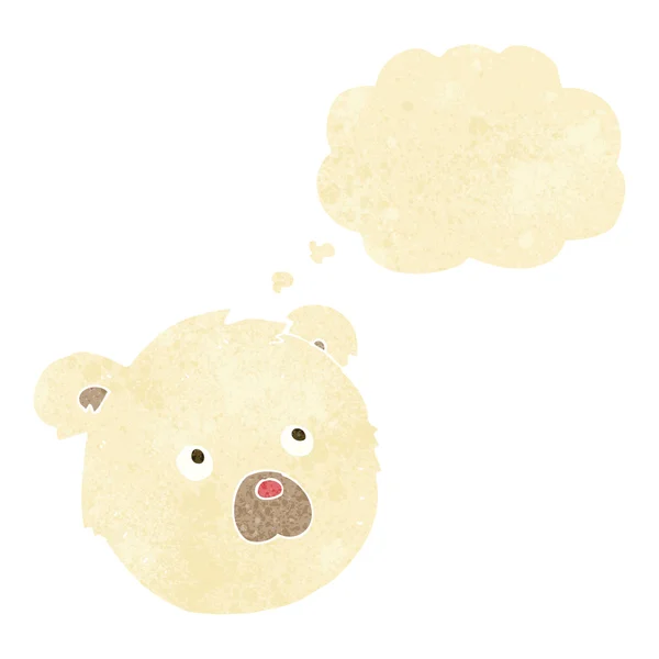 Dessin animé visage d'ours polaire avec bulle de pensée — Image vectorielle