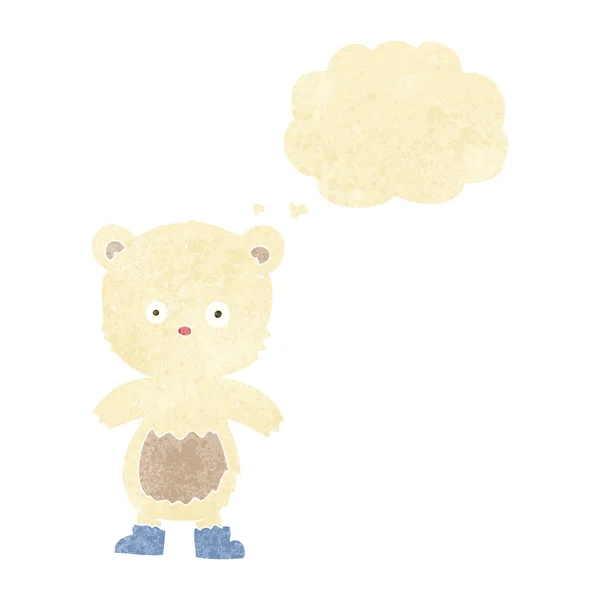 Filhote de urso polar desenhos animados com bolha de pensamento — Vetor de Stock