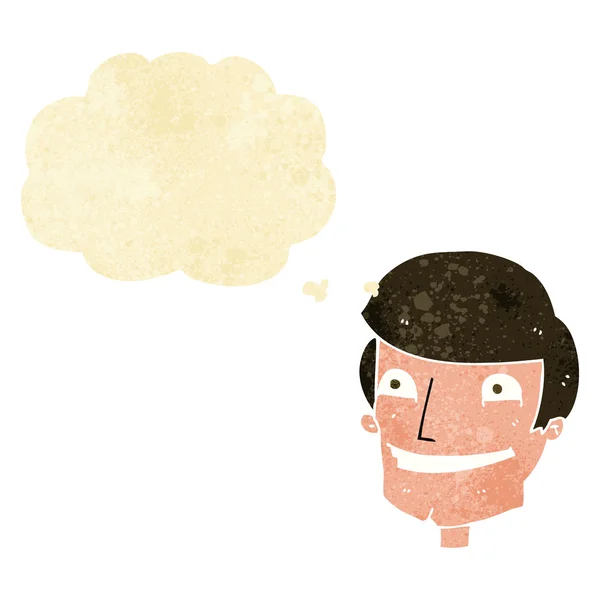 Karikatur grinsender Mann mit Gedankenblase — Stockvektor