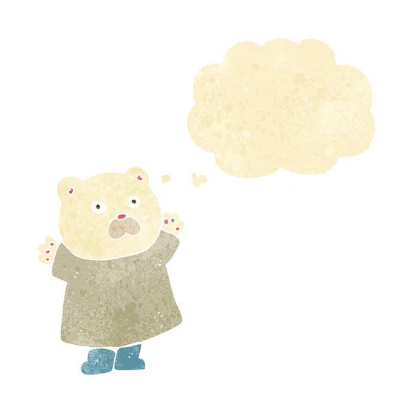 Rolig tecknad isbjörn med tanke bubbla — Stock vektor