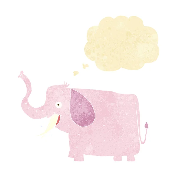 Dibujos animados elefante feliz con burbuja de pensamiento — Archivo Imágenes Vectoriales