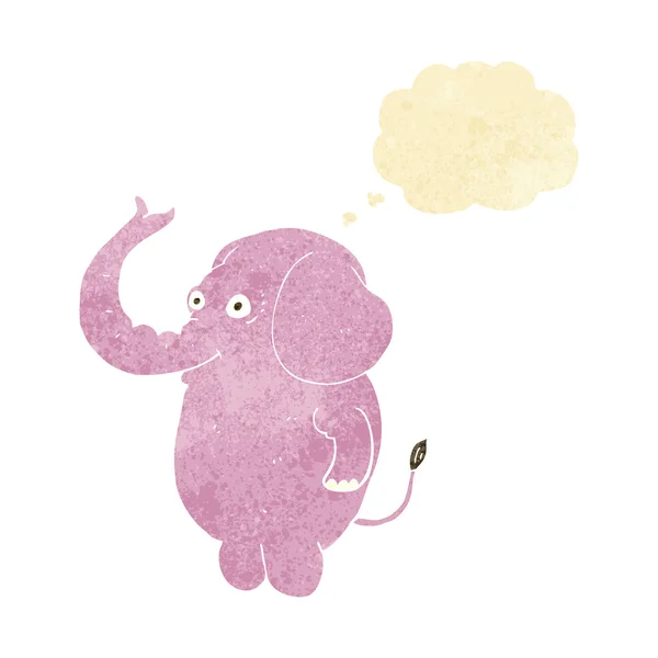 Desenho animado elefante engraçado com bolha de pensamento — Vetor de Stock