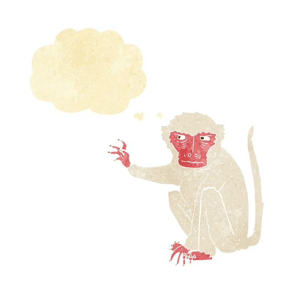 Dessin animé singe maléfique avec bulle de pensée — Image vectorielle