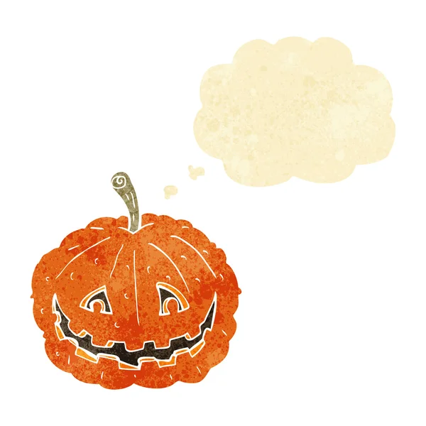 Calabaza sonriente de dibujos animados con burbuja de pensamiento — Archivo Imágenes Vectoriales