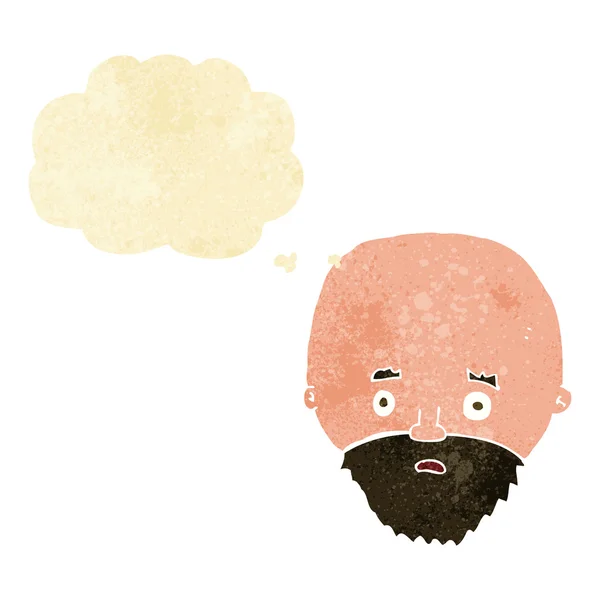 Dessin animé choqué homme avec barbe avec bulle de pensée — Image vectorielle