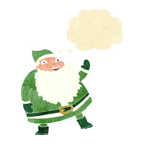 Смешно размахивая карикатурой Санта Клауса с мыслепузырём — стоковый вектор