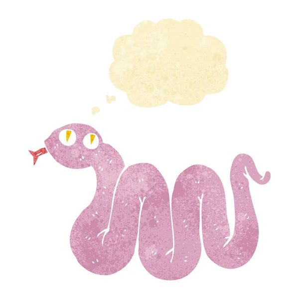 Grappig cartoon slang met gedachte zeepbel — Stockvector