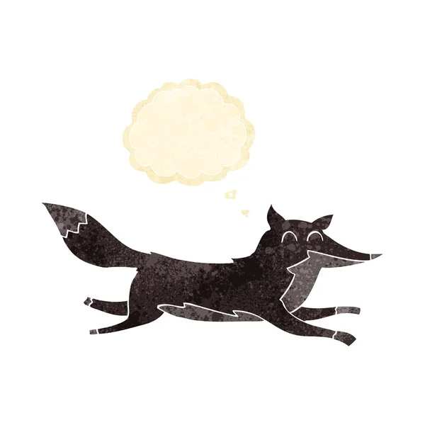 Desenho animado correndo lobo com bolha de pensamento — Vetor de Stock