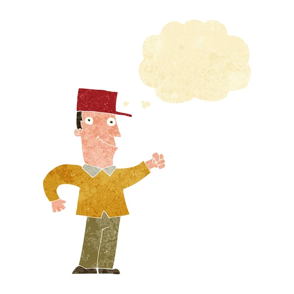 Hombre de dibujos animados perforando el aire con burbuja de pensamiento — Archivo Imágenes Vectoriales