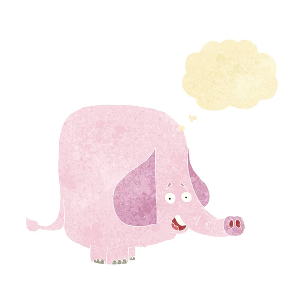 Cartone animato elefante rosa con bolla di pensiero — Vettoriale Stock