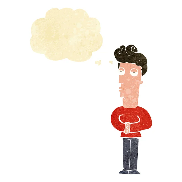 Cartoon arrogant man with thought bubble — Stock Vector